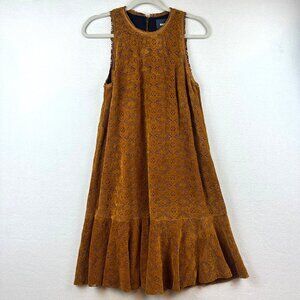Maeve Anthropologie Amis Lace Dress Womens Size 4 Velvet Burnt Orange Boho Fall